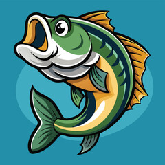 Fototapeta premium big-bass-fish-vector-cartoon-for-tshirt-big-bass