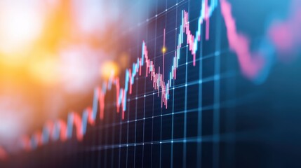 Dynamic stock market chart illustrating fluctuations in financial data with vibrant colors and abstract lighting effects.