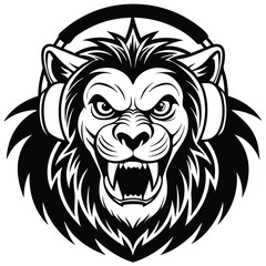 create-a-fierce-lion-wearing-headphones mascot