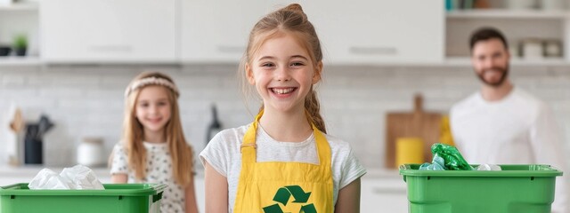 Happy Children Participate in Recycling and Environmental Awareness