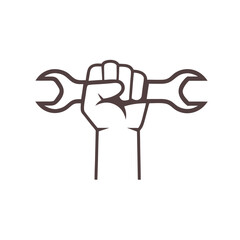 Fist Holding Wrench Vector Design.