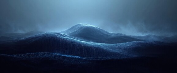 Abstract Blue Hillscape: A Digital Rendering of Serene Undulating Terrain
