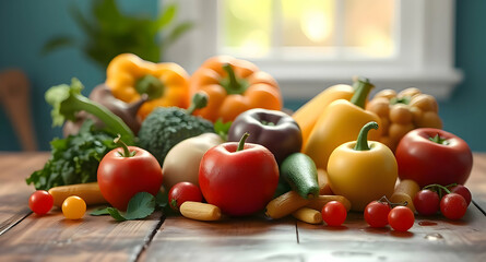 Fresh Organic Vegetables - Colorful Healthy Food Arrangement