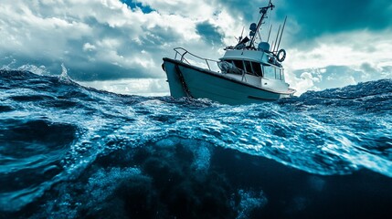 Stormy Seas: A Fishing Boat Braving the Tempest