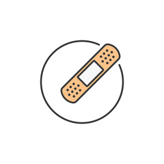 Illustration of a bandage with a central pad and perforated ends, symbolizing wound care and healing in medical
