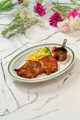Classic western steak on a monochrome background