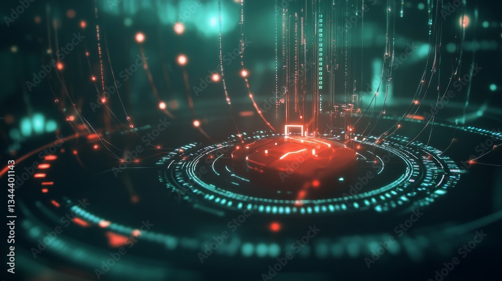 Poster dynamic data visualization virtual space digital artwork futuristic environment abstract viewpoint t