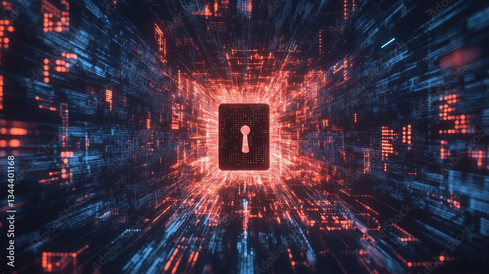 Poster digital security breakthrough virtual space graphic representation cyber environment abstract view c