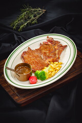 Classic western steak on a monochrome background