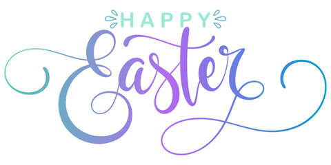 Happy easter hand lettering calligraphy isolated on white background. Vector holiday illustration element. Happy easter script calligraphy