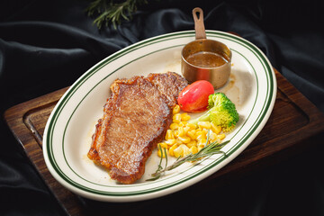 Classic western steak on a monochrome background