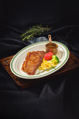 Classic western steak on a monochrome background