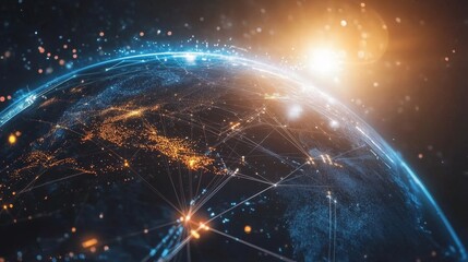 Global connectivity earth from space digital network visualization cosmic environment scientific perspective