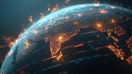 Exploring global connectivity through data visualization digital world infographic abstract aerial view technology insights