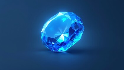 Stunning Blue Diamond Gemstone Glowing Dark Background