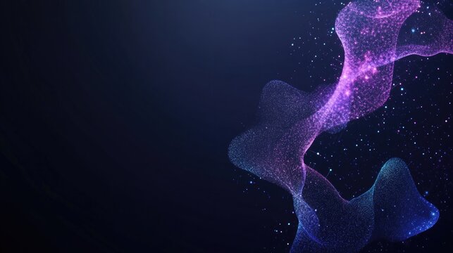 abstract representation of chemical reactions with vibrant colors swirling amid digital particles and complex shapes