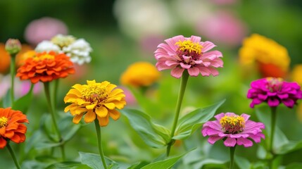 Obraz premium Vibrant Zinnia Garden, Symphony of Colors