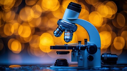 Close-up of a research microscope