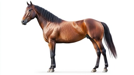 Fototapeta premium Dynamic horse portrait studio setting animal photography bright environment side view strength and grace