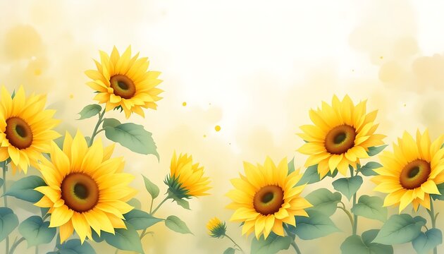 Vibrant Sunflower Field Watercolor Painting Art Print