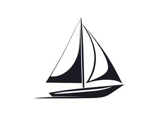 A sleek sailboat gracefully glides across calm waters, a symbol of freedom and adventure with a minimalist black and white design.