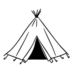 Hand-Drawn Teepee Illustration Simple Line Art of a Native American Tent © Khrystyna Turchyn