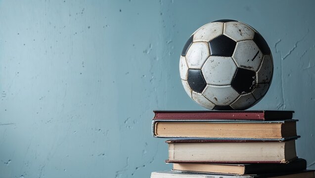 Soccer Ball on Stack of Books