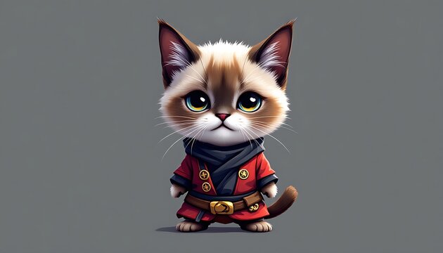 Adorable Kitten in Red Outfit Digital Art