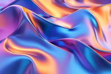 3D Render of Abstract Background with Colorful Waves and Curves