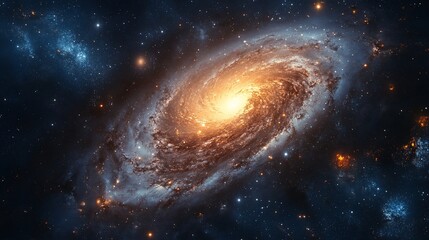 Fototapeta premium Cosmic Spiral Galaxy: A Celestial Tapestry of Stars and Nebulae