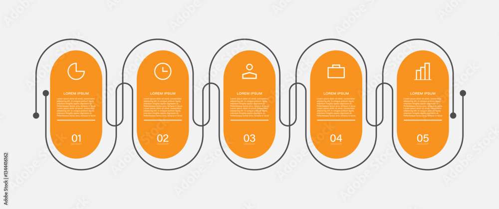 Wall mural abstract vector infographics design templates with 5 steps and icons