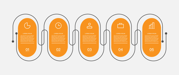 Abstract vector infographics design templates with 5 steps and icons