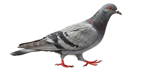 Naklejka premium realistic pigeon illustration, high-resolution city bird, detailed pigeon close-up, lifelike gray pigeon, urban wildlife photography.