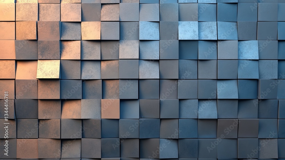 Poster grey, translucent blocks are arranged in perfect alignment to create a modern tech wallpaper, a desi