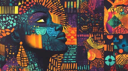 Obraz premium Vibrant artistic portrait of a woman celebrating identity urban art gallery digital art contemporary environment side view cultural expression