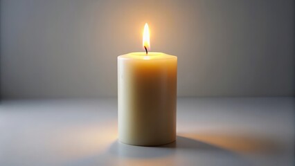 Lit Candle on White Background