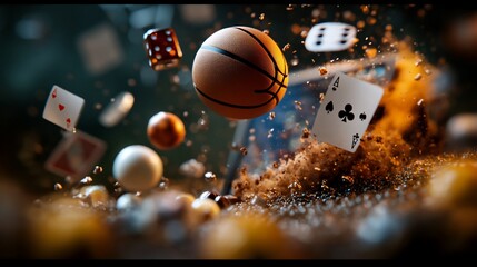 Dynamic combination of sports and gaming elements in suspended motion