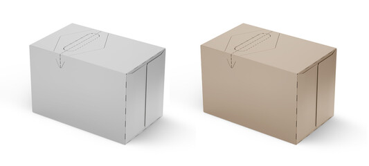 Paper Cardboard Box Mockup Isolated on Background. 3D Rendering