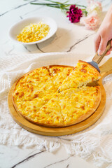 Pizza on a simple background