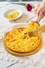 Pizza on a simple background