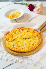 Pizza on a simple background