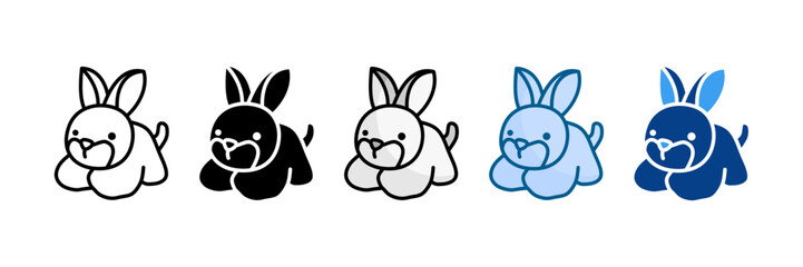 Fototapeta premium Rabbit Toy Icon Set Multiple Style Collection