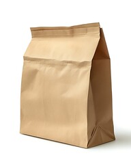 A brown paper bag for lunch, white background