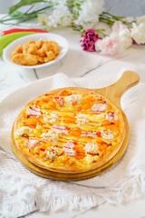 Pizza on a simple background