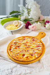 Pizza on a simple background