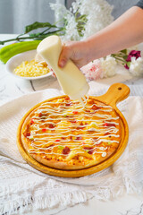 Pizza on a simple background