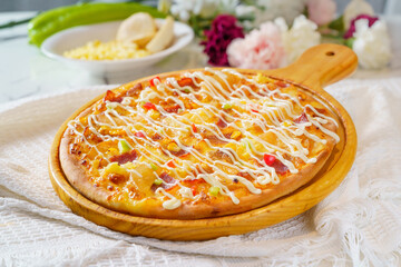 Pizza on a simple background