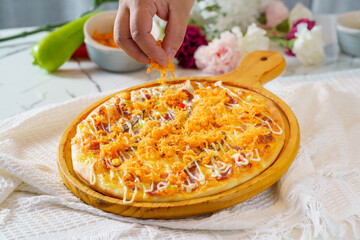 Pizza on a simple background