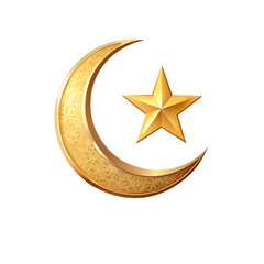 Gold moon and star elements, Symbol of Islam and Ramadan transparent background