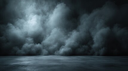 Dark, smoky, empty space, dramatic scene